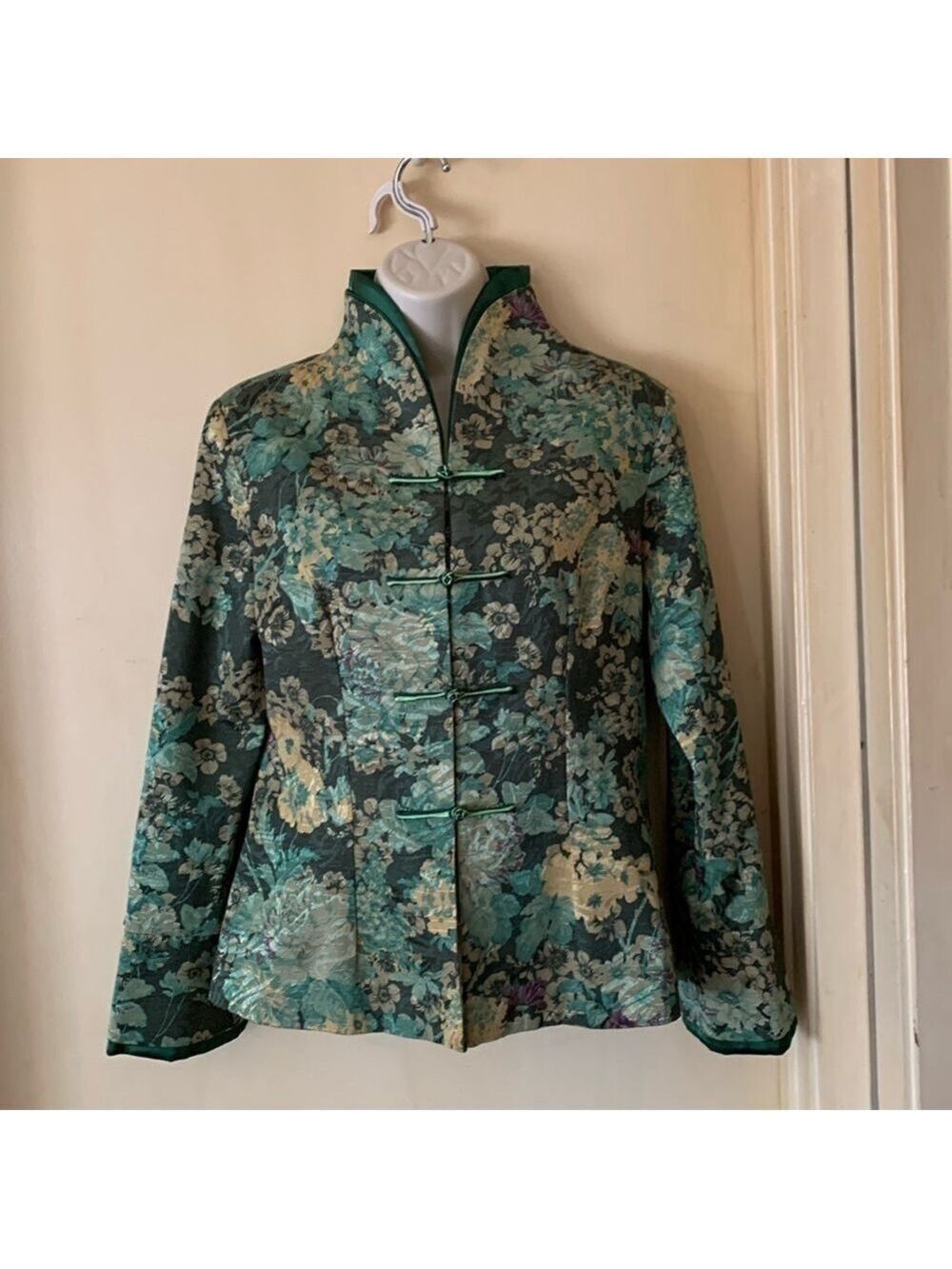 Chinese brocade green jacket size XL